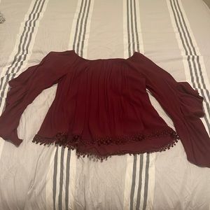 Maroon off the shoulder top